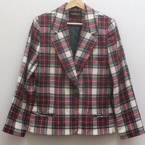 GIORGIO SANT ANGELO vintage wool tartan plaid blazer Size 12 multicolor pockets